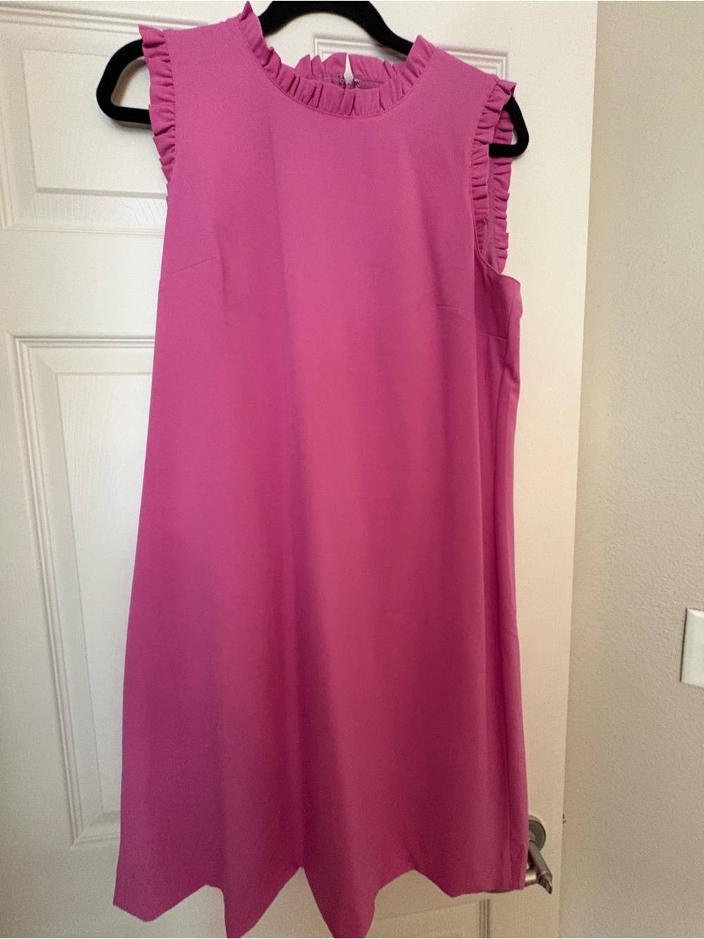 J. Crew Pink Ruffle-Neck Sleeveless Lined Dress